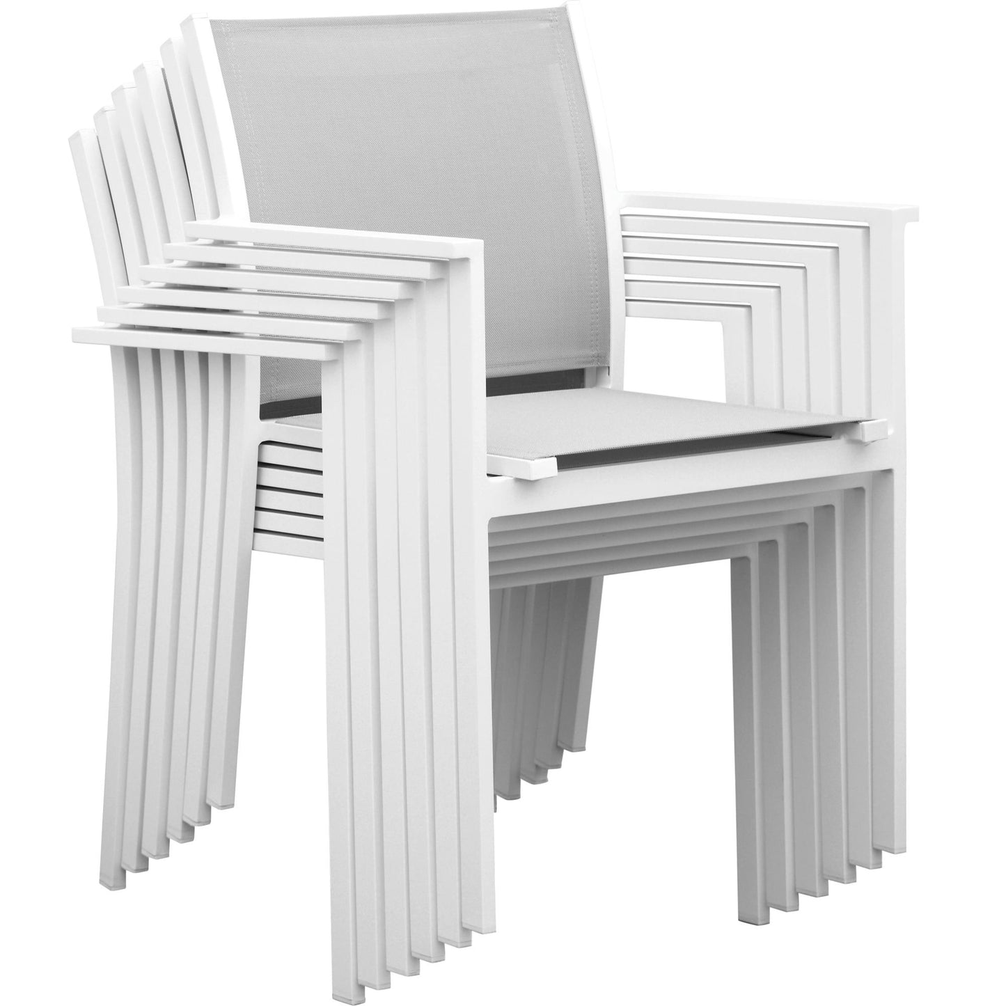 Silla de comedor Adin aluminio blanco y textilene gris claro