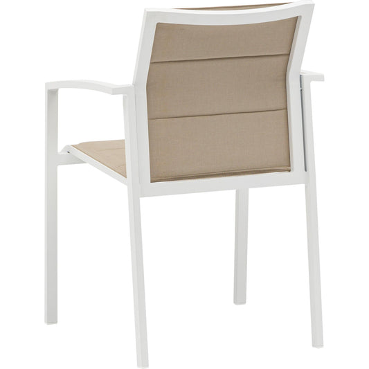 Sillón de comedor ORICK aluminio blanco y textil taupe