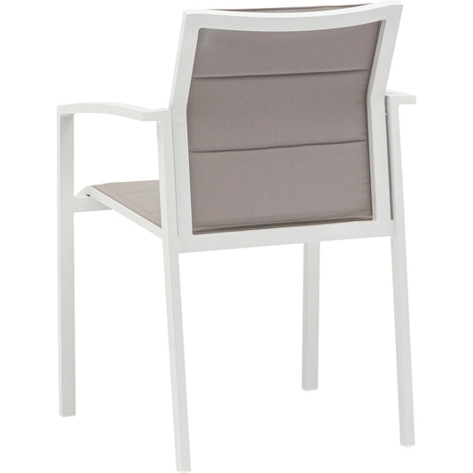 Sillón de comedor ORICK aluminio blanco y textil gris claro