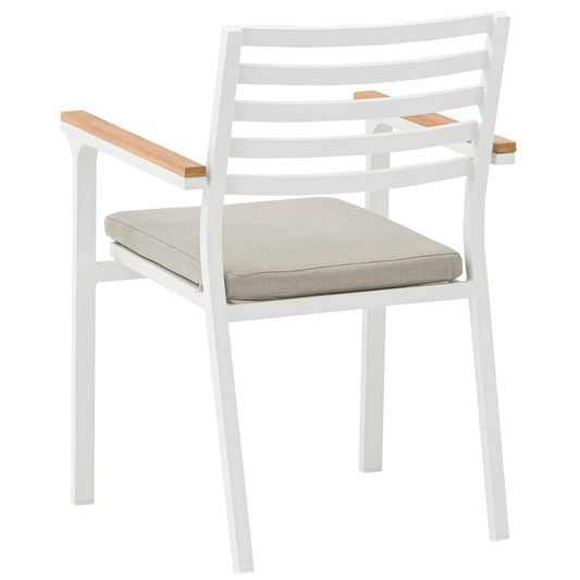 Silla de comedor Broome aluminio blanco y teca