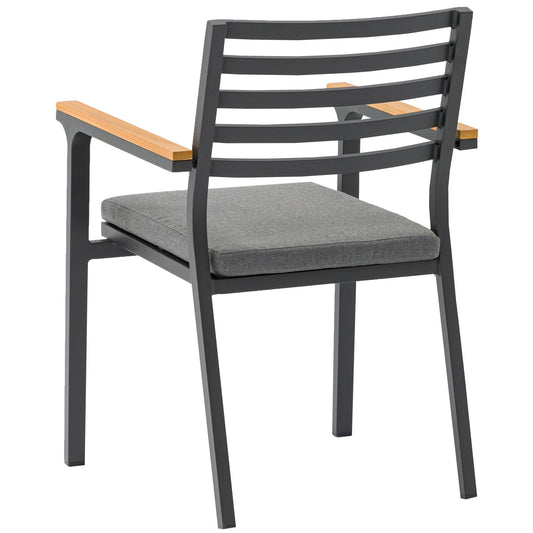 Silla de comedor Broome aluminio antracita y teca