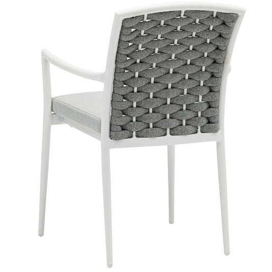 Silla de comedor Walga aluminio blanco cojín gris claro