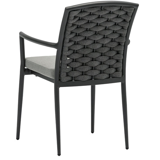 Silla de comedor Walga aluminio antracita cojín gris medio