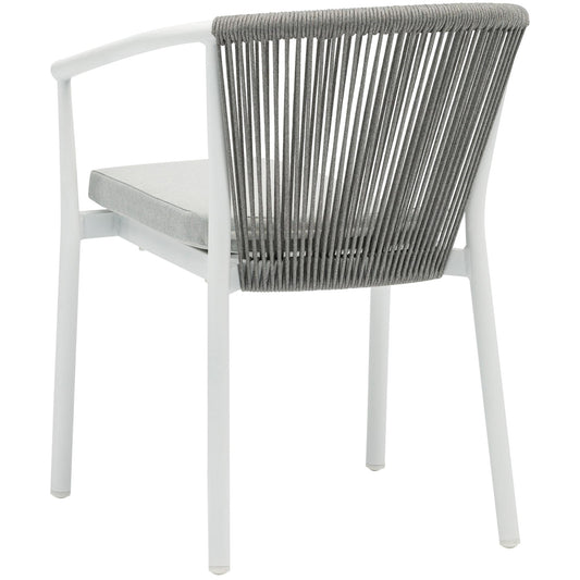 Silla de comedor Moana aluminio blanco con cojín gris claro