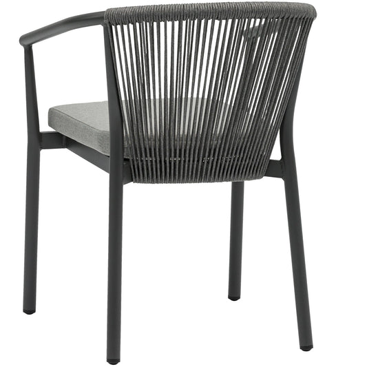 Silla de comedor Moana aluminio antracita cojín gris medio.