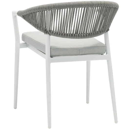 Silla de comedor Ross aluminio blanco con cojín gris claro