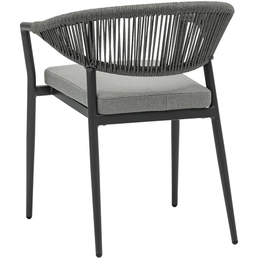 Silla de comedor Ross aluminio antracita cojín gris medio.