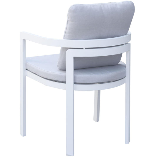 Sillón de comedor Babylon aluminio blanco y textil gris medio