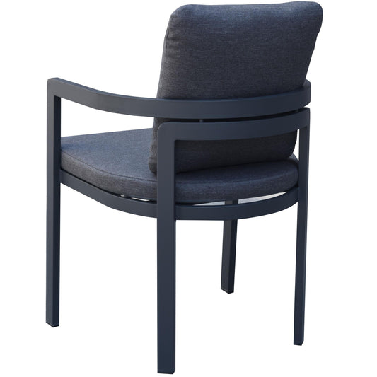 Sillón de comedor Babylon aluminio gris antracita y textil gris oscuro
