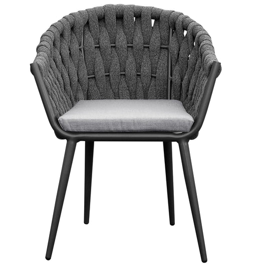 Sillón Meridian aluminio antracita cuerda antracita y cojín gris medio