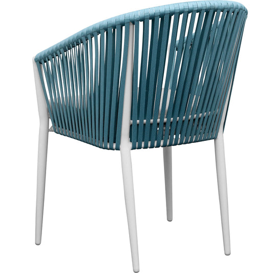 Sillón Ukiah aluminio blanco con cuerda aqua y cojín gris claro