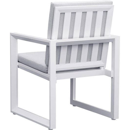 Sillón de comedor Onix aluminio blanco y cojinería gris claro