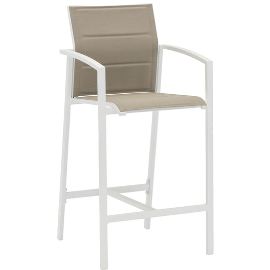 Sillón para barra de bar ORICK aluminio blanco y textil taupe