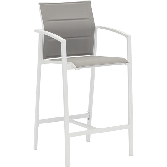 Sillón para barra de bar ORICK aluminio blanco y textilene gris