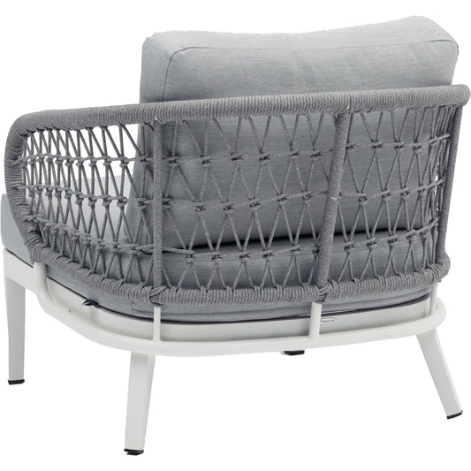 Sofá de 1 plaza Isabela aluminio blanco textil gris claro