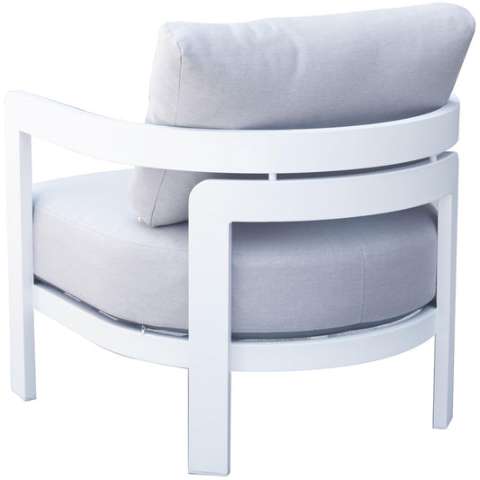 Sofá de 1 plaza Babylon aluminio blanco y textil gris medio