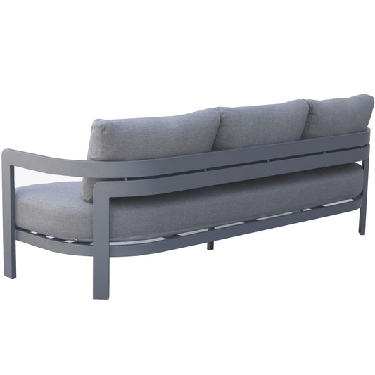 Sofá de 3 plazas Babylon aluminio gris antracita y textil gris oscuro