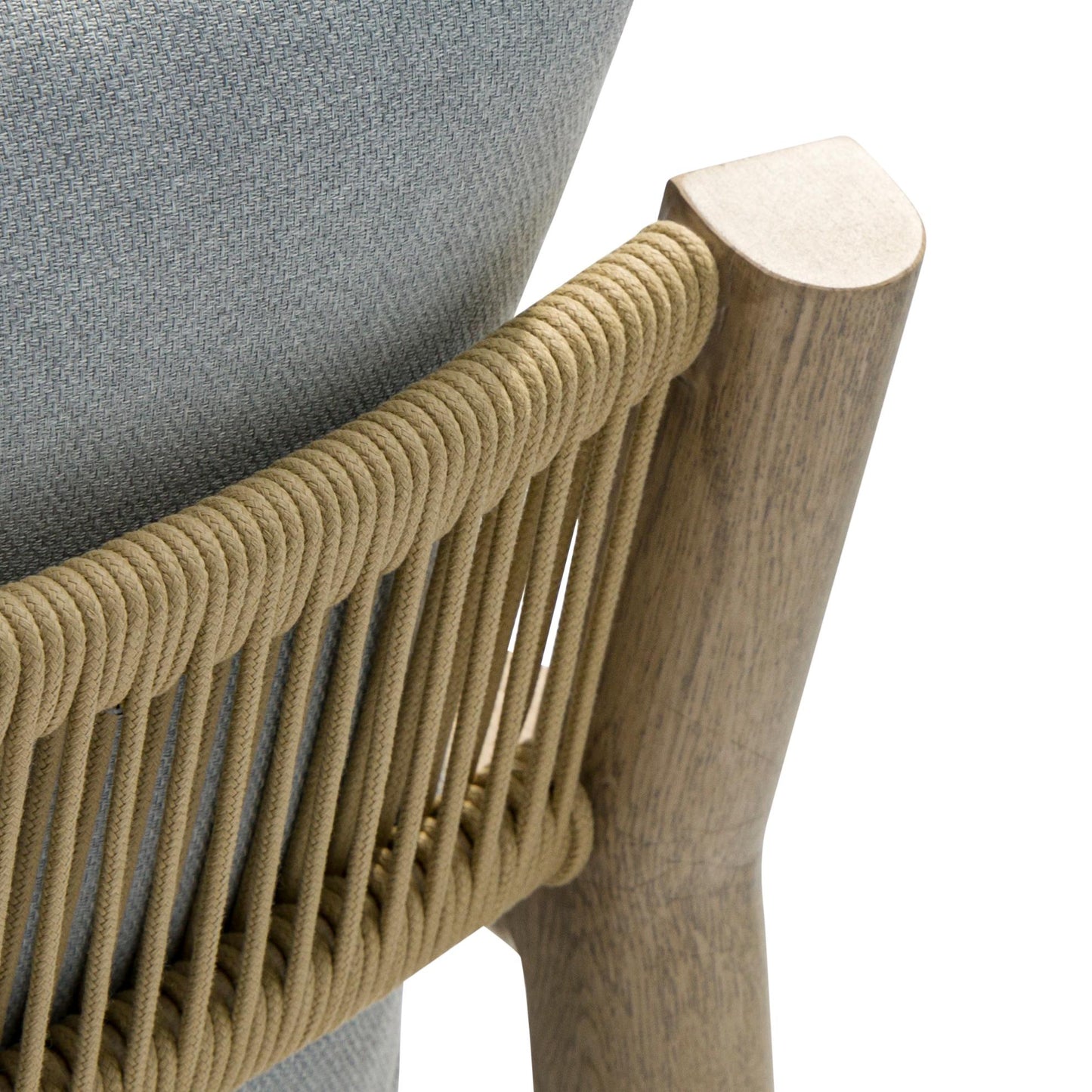 Sofá 3 plazas Harmony aluminio efecto madera y cuerda natural