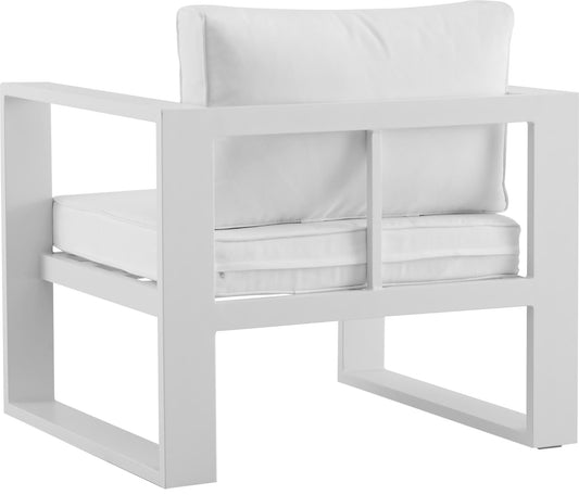 Sofá 1 plaza Niland aluminio y cojinería blanca