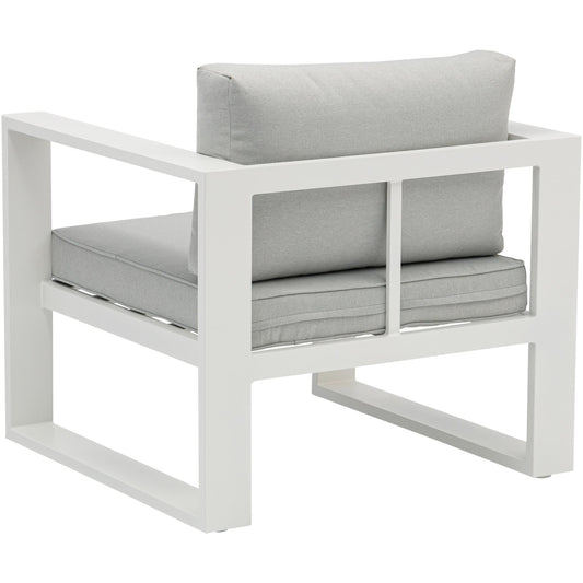 Sofá 1 plaza Niland aluminio blanco y cojinería gris claro