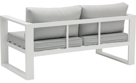 Sofá 2 plazas Niland aluminio blanco y cojinería gris claro