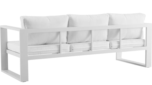 Sofá 3 plazas Niland aluminio y cojinería blanca