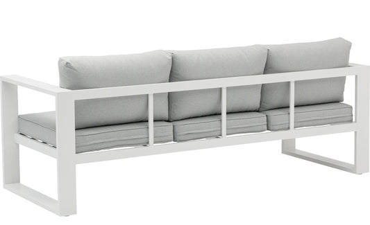 Sofá 3 plazas Niland aluminio blanco y cojinería gris claro