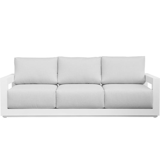 Sofá 3 plazas Onix aluminio blanco cojinería gris claro