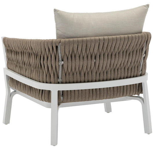 Sofá 1 plaza Anmore aluminio blanco textil greige