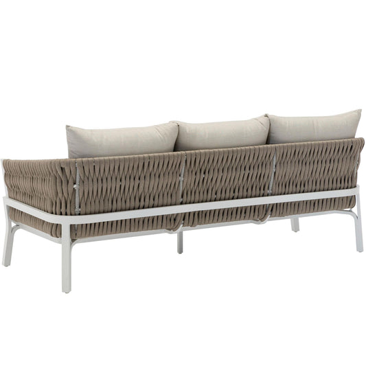 Sofá 3 plazas Anmore aluminio blanco textil greige