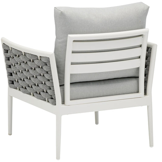 Sofá 1 plaza Walga aluminio blanco cojín gris claro