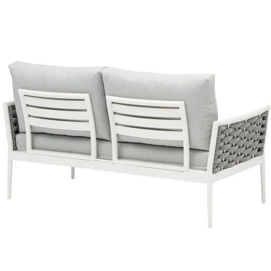 Sofá 2 plazas Walga aluminio blanco cojín gris claro