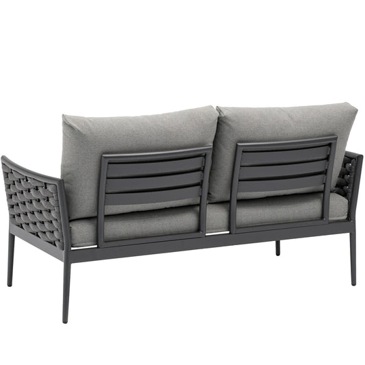 Sofá 2 plazas Walga aluminio antracita cojín gris medio