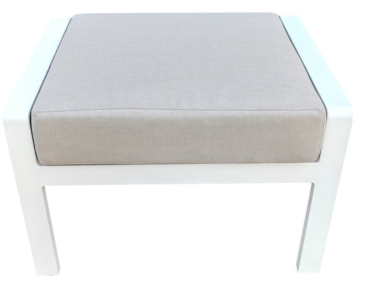 Reposapiés Albury aluminio blanco con cojín gris claro