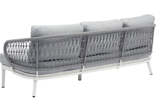 Sofá 3 plazas Isabela aluminio blanco textil gris claro