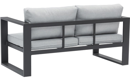 Sofá 2 plazas Niland aluminio antracita y cojinería gris medio