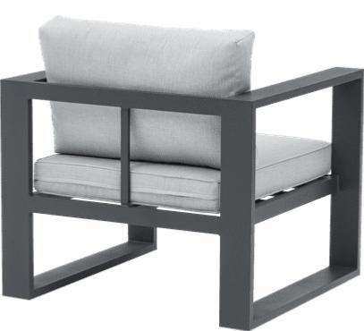 Sofá 1 plaza Niland aluminio antracita y cojinería gris medio