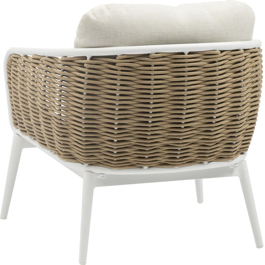 Sofá 1 plaza Irvine aluminio blanco y cuerda taupe cojín beige