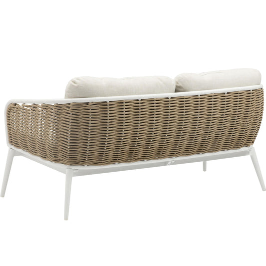 Sofá 2 plazas Irvine aluminio blanco cuerda taupe cojín beige