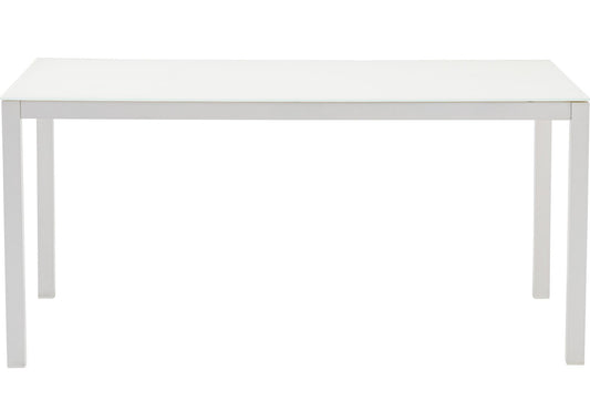 Mesa de comedor Adin 160*90 cm aluminio y cristal blanco