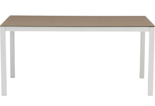 Mesa de comedor Adin 160*90 cm aluminio blanco y cristal taupe