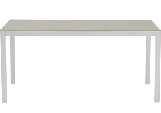 Mesa de comedor Adin 160*90 cm aluminio blanco y cristal gris claro