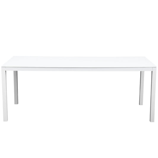 Mesa de comedor Adin 200*90 cm aluminio y cristal blanco