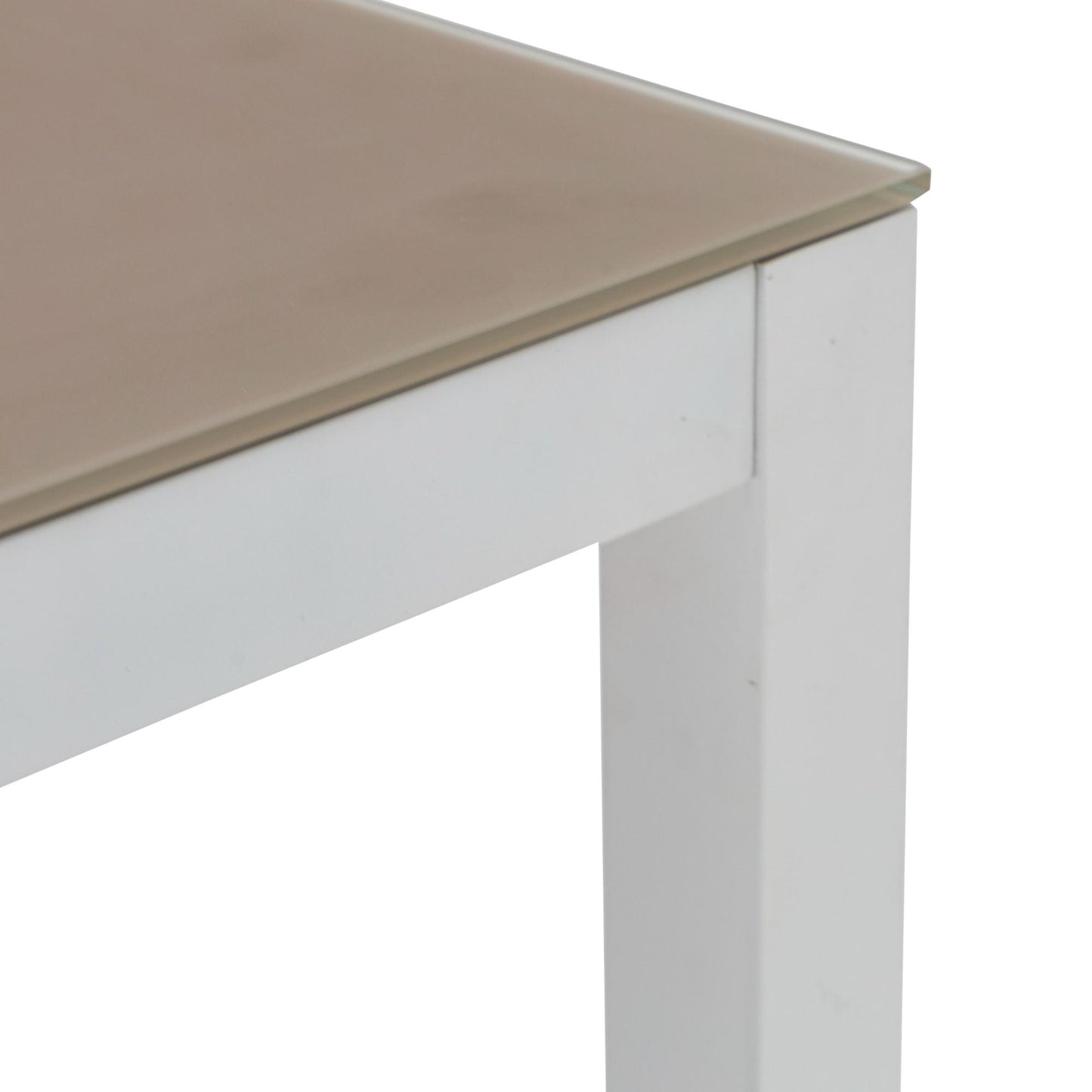 Mesa de comedor Adin 200*90 cm aluminio blanco cristal taupe