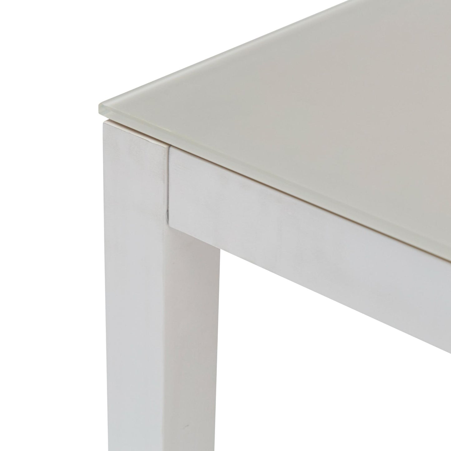 Mesa de comedor Adin 200*90 cm aluminio blanco cristal gris claro