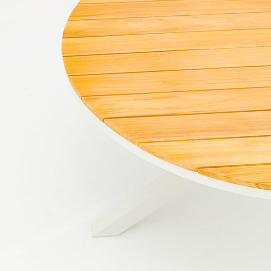 Mesa redonda Sidney aluminio blanco - teca Ø 120 cm