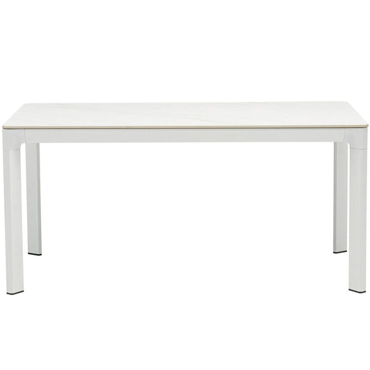 Mesa de comedor Boori 160x90 aluminio blanco top mesa porcelánico blanco