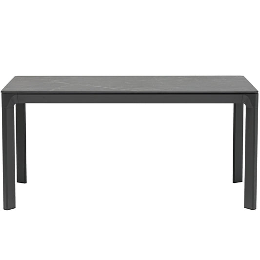Mesa de comedor Boori 160x90 aluminio antracita top mesa porcelánico negro