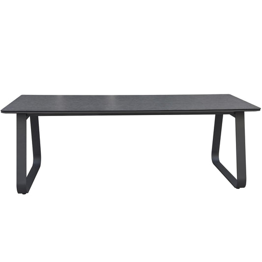 Mesa de comedor Babylon 220X100 cm aluminio antracita y cristal cerámico gris oscuro