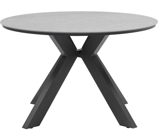 Mesa redonda Bais Ø 120x75 cm aluminio antracita y top mesa porcelánico gris medio